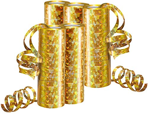 Decorazioni Capodanno 2026, 5 Stelle Filanti Metalliche Oro per Decorazione Festa Compleanno - 5 Pezzi -