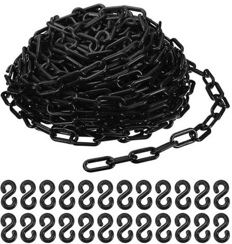 PATIKIL Plastkedjor, 100 fot 2 tum svart säkerhetskedja för folkmassa, väntefiler, parkering, staket, gate, konsert, byggarbetsplats och dekorativt element