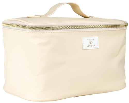 French Tendance - Vanity de Voyage Femme - Nécessaire de Toilette et Maquillage - Simili Cuir - Coloris Beige - Dimensions 24 x 16 x 16 cm