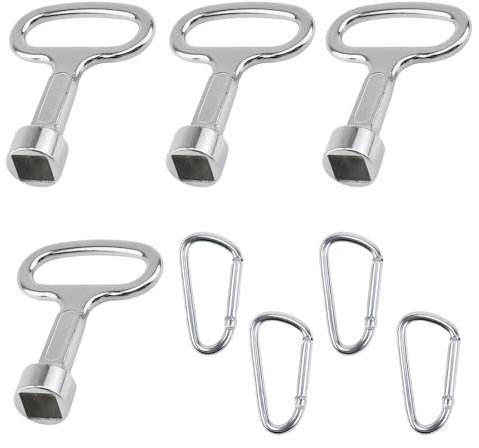 LQIOACU 4 Pièces Argent Clé Purge Radiateur Cle Purge Carre Clé Radiateur Compact en Aluminium pour de Nombreux Radiateurs