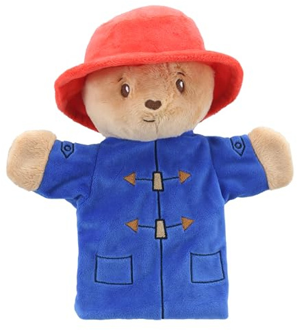 The Puppet Company - Baby Paddington Bear Hand Puppet - Cute and cuddly teddy bear - Paddington 2 - Paddington in Peru - Blue duffle coat and red Paddington hat - Suitable from Birth