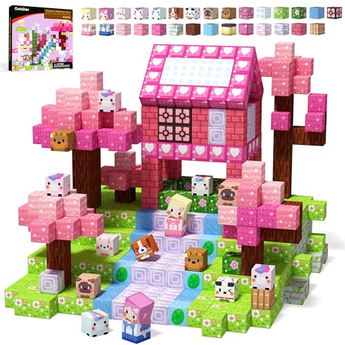 GobiDex Blocchi di Costruzioni Magnetiche per Bambini 100 Pzi, Blocks di Unicorno, Giocattoli Educativo per Bambine, Gioco da Principessa per Bambini dai 3-4, 5-6, 7-8, 9-10 Anni