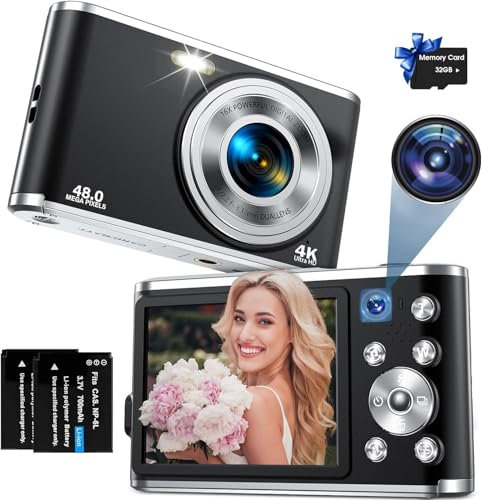 4K Fotokamera mit Dual-Kamera, 32GB Speicherkarte, 16X Zoom, 2,8 Bildschirm - Tragbare Kompakt Digitalkamera
