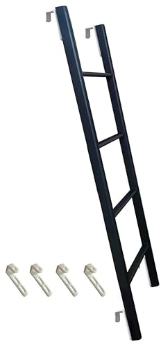 Bunk Bed Ladder with Safety Pedal and Hook Brackets Ideal for Trailer Loft Dorm Room 55 Black Climbing Ladder