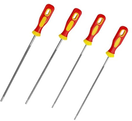 4 Pcs Chainsaw Files, Round Chainsaw Sharpener Tool, Professional Chain Saw Sharpener Files, (3.2mm/4.0mm/4.8mm/5.5mm) with Non-Slip Handle, Chain Saw Chain Sharpening File for Maintaining Blade