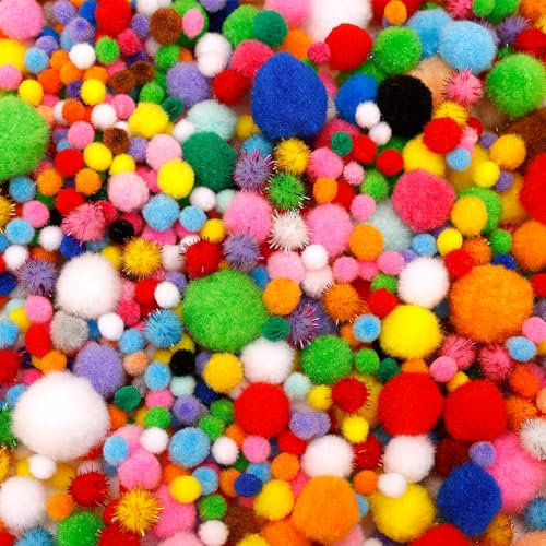 ENLACE Pompons zum Basteln, 1000 Stück Bunt Mini Pom Poms, 1-3 cm Bunte Pompom für Handwerk Herstellung, Filzkugeln Bunt, Bommel zum Basteln für DIY Kreativen Handwerk Dekorationen