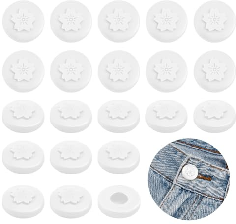 OLYCRAFT 20pcs White Button Covers Kit para mujeres hombres adecuado para 18 mm botón camisa botones cubierta para pantalones vaqueros botones Kit de costura reemplazo para camisas Jeans puños