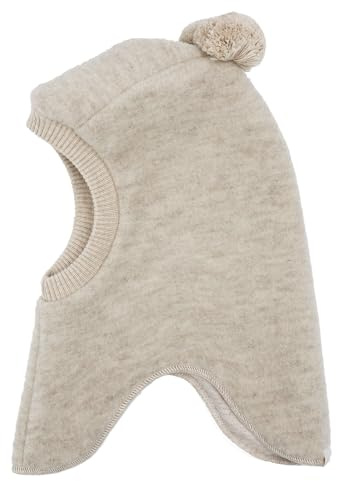 maximo GOTS MINI-Schlupfmütze Wollfleece, Pompons, Jerseyfutter Made in Germany Wollfleece