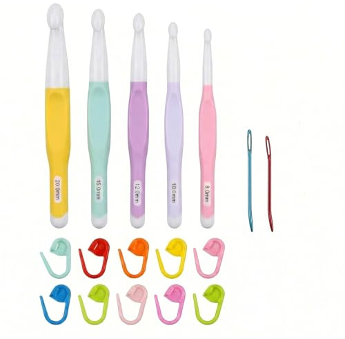5PCS Crochets de Taille, Marqueur Crochet, Pour Tricot Et Crochet, Crochets Tricot Pour Crochet Debutant Et Utilisateurs Confirmés, Aiguille Crochet Confortable Pour Projets Créatifs