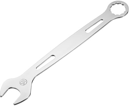 sourcing map Combination Wrench 19mm Metric Super Thin 12-Point Box and Open End Chrome Vanadium Steel Double Ended Spanner Tool for Automotive Furniture Machinery DIY Repair, Silver