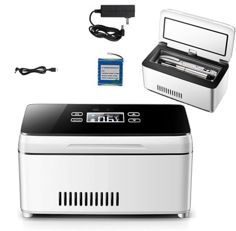 Mini enfriador de insulina, estuche de viaje, enfriador de viaje para medicamentos para el cuidado de la diabetes, mini refrigerador recargable por USB, pantalla LED de temperatura, para todos los