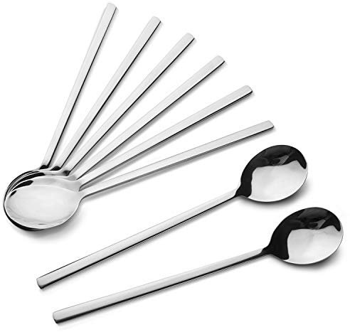 AOOSY 8-teilige Suppenlöffel aus Edelstahl, 8,5-Zoll-koreanische Löffel, Esslöffel mit langem Griff, Reislöffel, Esslöffel für zu Hause, in der Küche oder im Restaurant