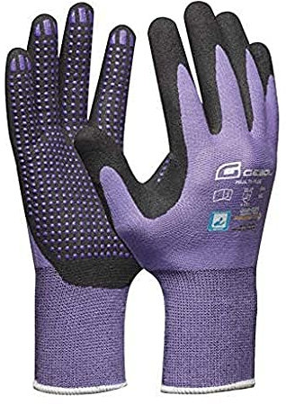 Gebol Multi Flex Lady - Gants de travail avec revêtement en nitrile et picots - Gants en nitrile testés dermatologiquement - Gants de jardin avec adhérence pour femme - Taille XS (taille 6) - Violet -