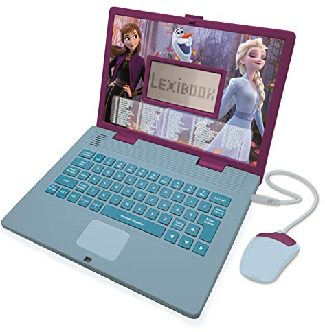 Lexibook, Die Eiskönigin, Lern- und zweisprachiger Laptop Polnisch/Englisch, Spielzeug für Mädchen mit 124 Aktivitäten zum Lernen, Spielen und Musizieren mit ELSA & Anna, Blau/Lila, JC598FZi17
