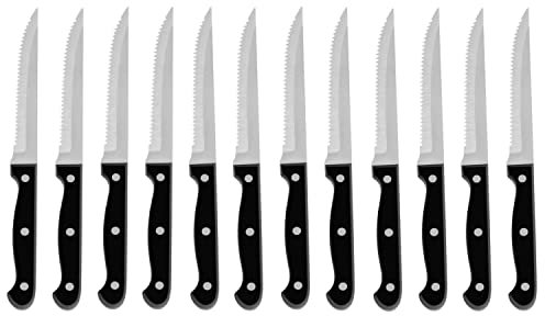 Homikit Steakmesser 12-teilig, Gezacktes Steakbesteck Set, Edelstahl Steak Besteck Messer für Haus Restaurant, Rostfrei & Spülmaschinenfest