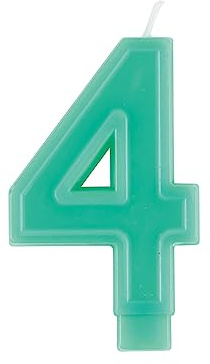 Unique 11794 - Birthday Candle - 9 cm - Raised Border Shape - Number 4 - Green Colour - 1 Count (Pack of 1)