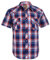 COEVALS CLUB Mens Shirts Short Sleeve Casual Push Button Plaid Suit Regular Fit Western Cowboy Pearl Snap Two Pockets Work Derss Button Up Shirts (Red & Blue #15 L)