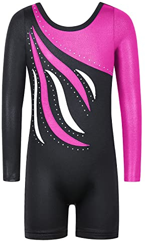 XFGIRLS Sparkle Embroidery Gymnastics Leotard for Girls, 3-13 Years