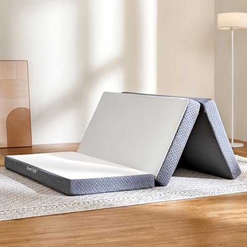 Sweetnight Tri Folding Mattress Topper - 4-inch Foldable Mattress with a Collapsible and Washable Cover | Medium-Firm with Non-Slip Design | Suitable for RV Travel, Camping, Guest （Twin）