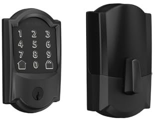 Schlage Residential BE489WBCCAM622 Camelot Encode Smart WiFi Deadbolt with 12351 Latch and 10116 Strike Matte Black Finish