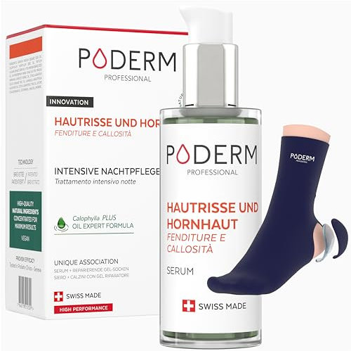 PODERM – CREVASSES ET CALLOSITÉS – Répare et apaise les crevasses/Nourrit et Adoucit les callosités – SOIN INTENSIF NUIT 8H – Ingrédients 100% Naturels – Soin des pieds - Swiss Made