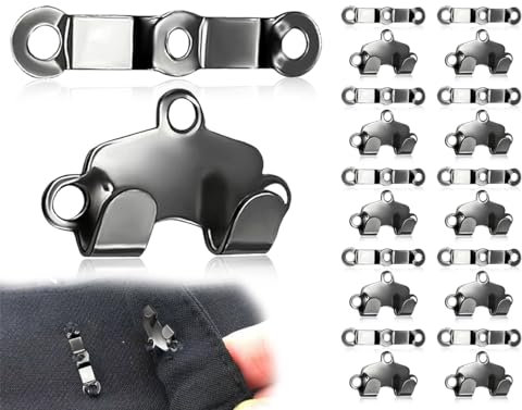 Lhbwhiz 10 Piezas Ganchos para Pantalones de Metal con Ojales - Clip para Ajustar Cierres de Costura Accesorios Negro