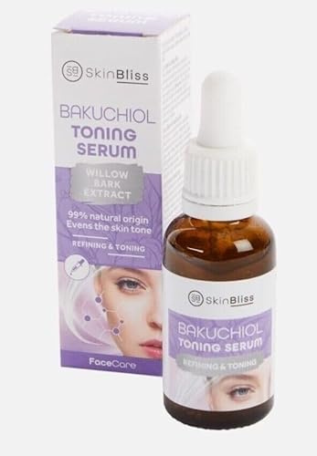 SkinBliss Bakuchiol Toning Serum, Vegan Face Serum with Willow Bark Extract, 99% Natural Ingredients for Refining and Toning Skin, 30 ml