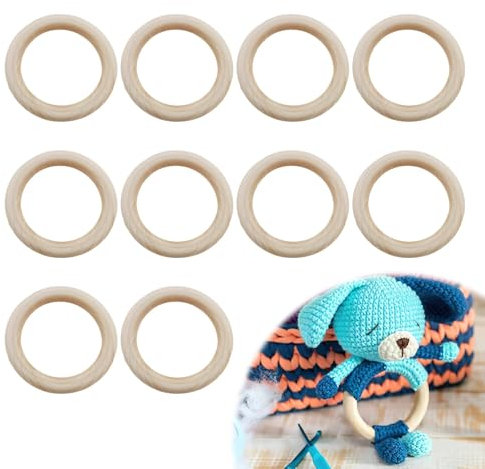 Cerchi in Legno Naturale per Artigianato, Diametro Esterno 70mm, per Creazioni Fai-da-te, Gioielli, Decorazioni e Giocattoli per Bambini, Ecologici e Multifunzionali