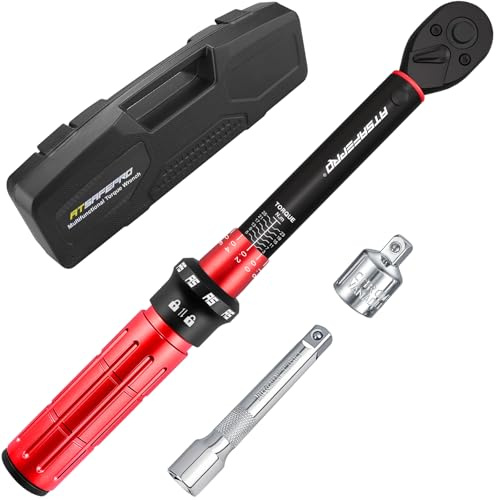 ATsafepro Momentnyckel 3/8 3–25 Nm med 10cm Förlängning + 3/8 till 1/4 Adapter för Cykel/Motorcykel, 72-Tand Dubbelriktad