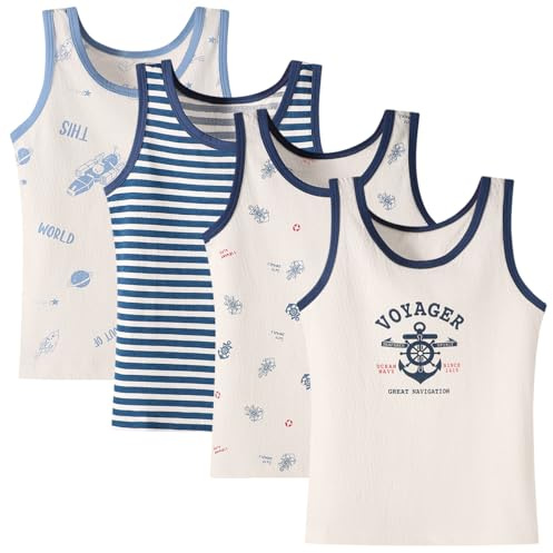 Lohhbve 2-10 Years Boys Vest 4 Pack Kids Tank Tops Cotton Shirt Sleeveless Soft Breathable Toddler Children Undershirts