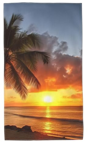 AMREWQYL Sunset Hawaiian Palm Tree Printed Towel 27.5x16in Absorbent Microfiber Towel