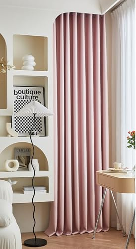 Wycian Cortinas con cinta fruncidora moderna, lino y rosa, opacas, 2 unidades, 244 x 137 cm, 2 unidades, lino
