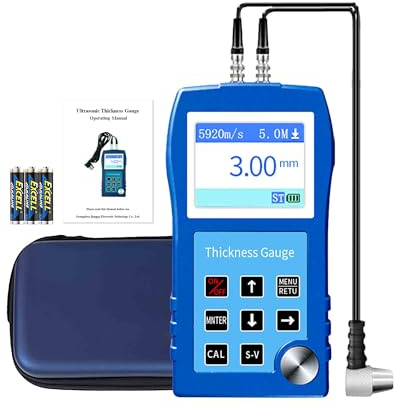 Ultrasonic Thickness Gauge DR83S 0.9-300mm with Mass Storage & Calibration | 2.3 Color Display, 0.1mm Accuracy, Portable Glass Thickness Gauge Built-in 1000～9999m/s Sound Velocity for All Materials