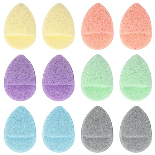 TRKETK 12 Piezas Esponjas Faciales de Limpieza Facial Desmaquillante Belleza Esponja Herramientas de Limpieza Exfoliante Reutilizable Para Diaria Facial Desmaquillador Piel Limpia