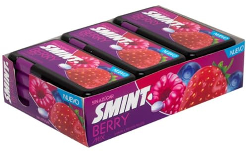 Smint Flat Berry Mix – Bonbons sans sucre – Arôme Fruits Rouges – Pack de 12 boîtes de 21 g – Frais, Fruité et Sans Calories Ajoutées