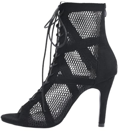 Chaussures de Danse Femme Heels Dance Shoes Escarpins De Soiree Élégantes Souple Sexy Mesh Sandale Pompes Habillées Bout Fermé Bootie Sandales À Talons Hauts Club Soirée Outdoor Sandales