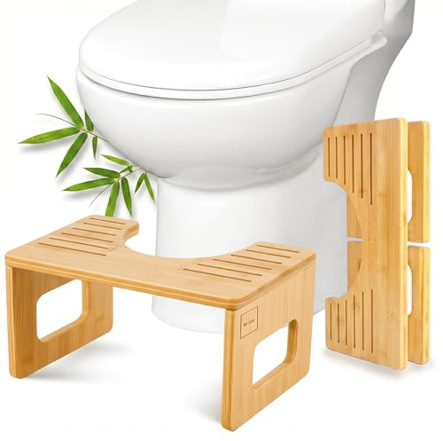 Natur-Bambus Toilettenhocker Erwachsene – Klohocker Klappbar, rutschfest & Langlebig, Faltbarer Kackhocker, Ergonomisch & Umweltfreundlich, Multifunktional - ideal für Zuhause