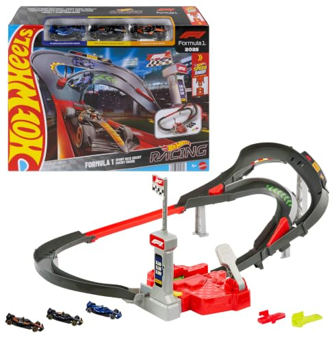 Hot Wheels Sprint Race Circuit Track Set with 3 Toy Cars