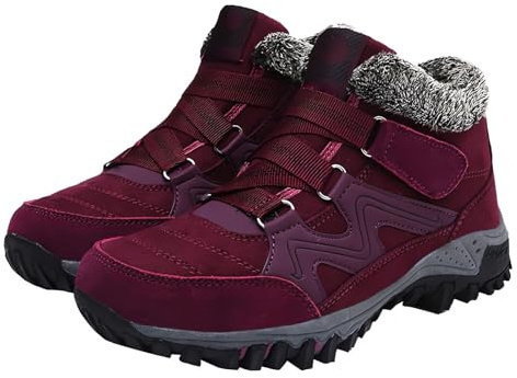 DFSDJEUW Hiking Boots Women Waterproof Men Lightweight Lace up Ankle Booties Winter Warm Faux Fur Lined Walking Boot Non-Slip Mountain Trekking Shoes Outdoor Work ackpacking Camping Biking