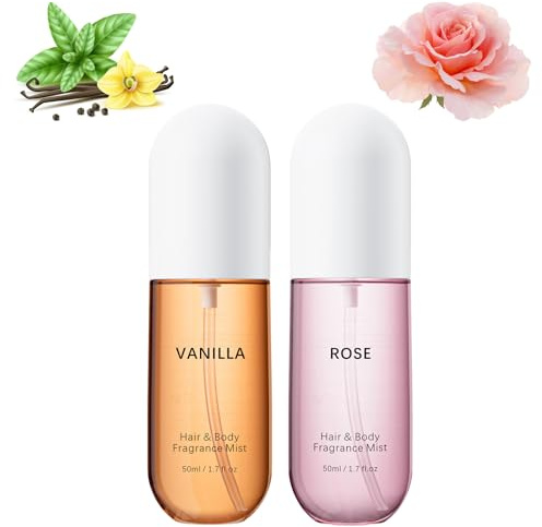 Vanilj kokosperfum, vaniljkokos hår och kroppsparfum spray, hår och kroppspläm, långvarig doftdimma med eteriska oljor, lätt doft för hud och hår, uppfriskande (2 st)