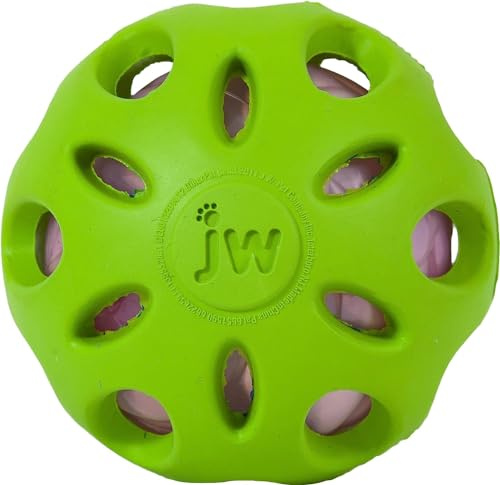 JW Jouet Crackle Ball Medium De Jw, Balle en Caoutchouc avec Un Cœur en Bouteille Plastique pour Les Chiens pour Chien Taille M