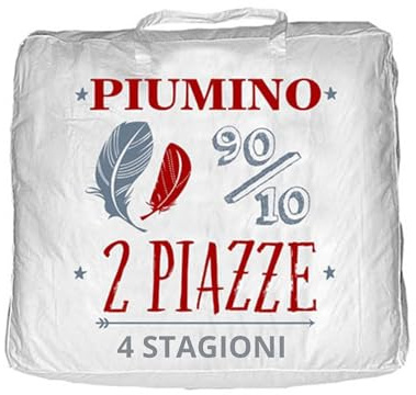 Tata Home Piumino Letto Matrimoniale 4 Stagioni in Piuma d'Oca Piumone Doppio con Bottoni Piumino per Sacco Autunnale Invernale Misura 250x200 cm Colore Bianco