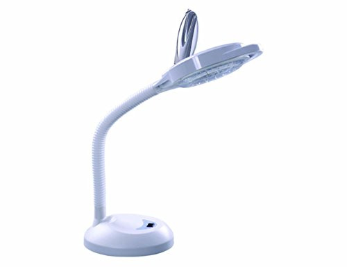 Led kallt ljus förstoringsglas 5 gånger förstoring kompakt skrivbord skönhet lampa för ansiktsvård tatuering eller läsning Elitzia ETH3010 (vita 120 lampor pärlor D2)
