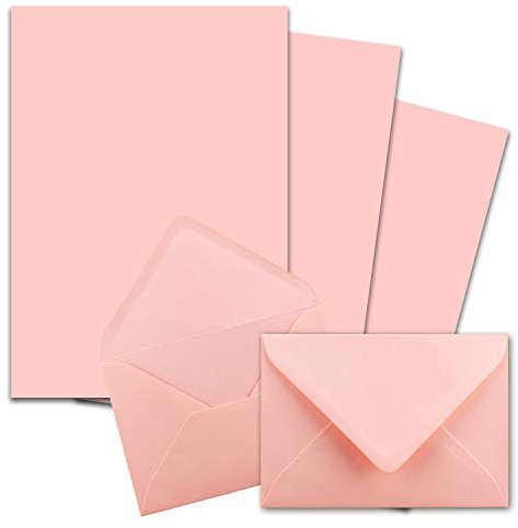 25x Briefpapier-Sets DIN A4 mit C6 Briefumschlägen, Nassklebung - Rosa - mattes Schreibpapier mit Kuverts - FarbenFroh by GUSTAV NEUSER