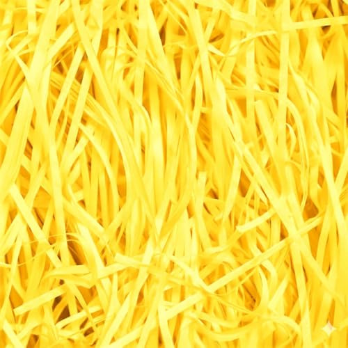 Emartbuy gult strimlat papper 500 g – mjuk vävnad presentfyllning för korg, förpackning och hantverk | Lätt papper för presentaskar, korgar och dekorationer