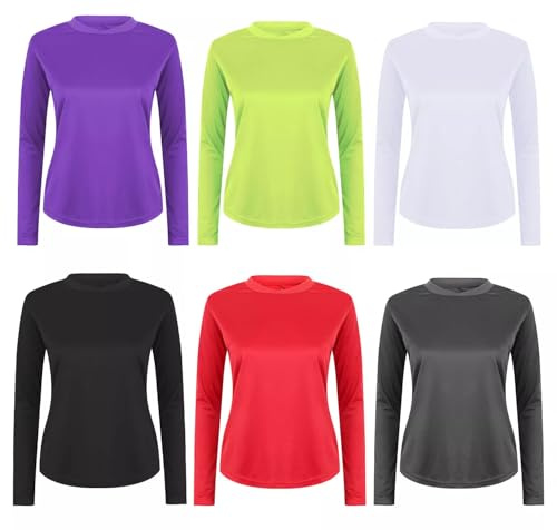 Women's Long Sleeve Running Top – Lightweight Quick Dry Gym T-Shirt – Breathable Moisture Wicking Sports Base Layer for Yoga, Pilates & Winter Training (UK, Numeric, 12, Regular, Regular, Purple)