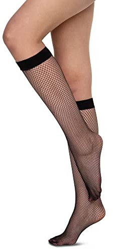 Annes styling Damen-Netzkniestrümpfe im Fischnetz-Stil Basic-Strümpfe unter den Kniestrümpfen Rete