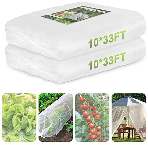 RIFNY Garden Netting, 2 Pack 10x33Ft Ultra Fine Mesh Netting Pest Barrier Protection Bird Mosquito Net Plants Cover for Vegetables Fruits Flowers Crops Greenhouse Row Cover Raised Bed Patio