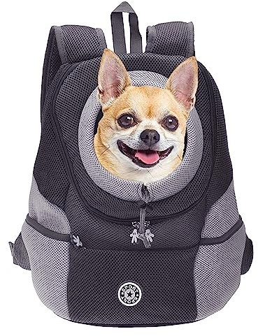YSTP Hunderucksack Haustier Rucksack Katzenrucksack Oxford-Gewebe Netz und atmungsaktiv Rucksack mit Riemen für Kleine Bis Mittelgroße Hunde und Katzen (Schwarz M