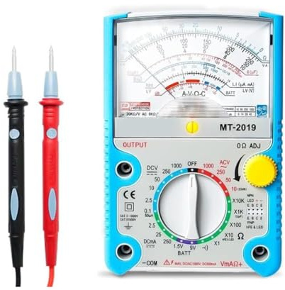 Nimomo Analog multimeter, voltmeter, amperemeter, pekare multimeter testare, analog voltmeter, spänningstestare, kapacitetsmätare för lik-/växelström, likspänning, kapacitetsmotstånd, batteri